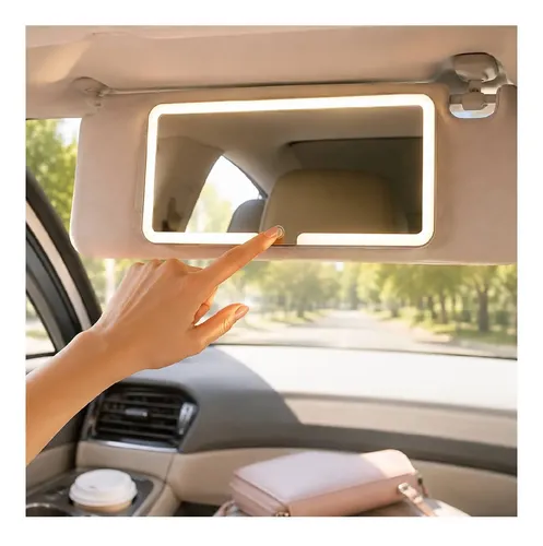 Espejo Luz Led Maquillaje Para Visera Parasol De Auto Usb