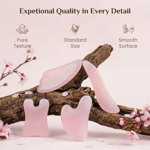Set 4 Herramientas Gua Sha Rena Chris Piedra Rosa