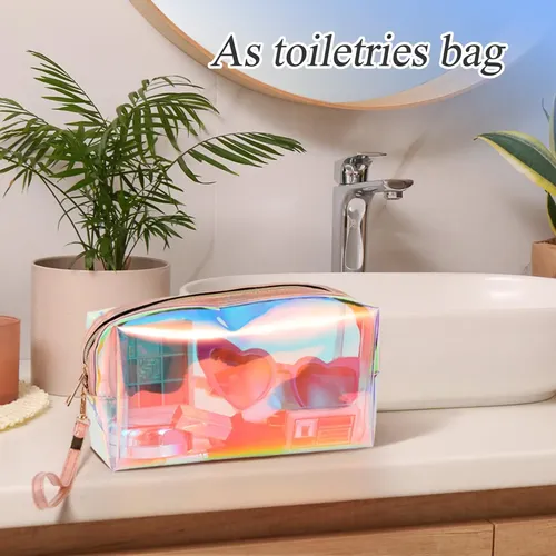 Bolsas De Maquillaje Dunzy Holográficas Iridiscentes Transpa