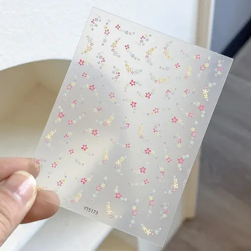 Pegatinas De Uñas Con Diseño Floral En Relieve, Tamaño Peque