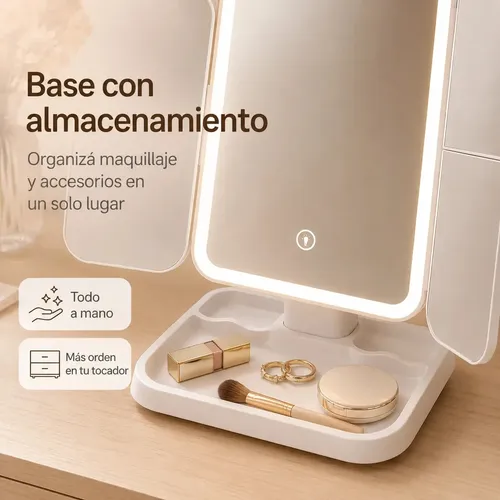 Espejo rectangular de pie Lelong WD-ES03 con luz de 34cm eléctrico marco blanco