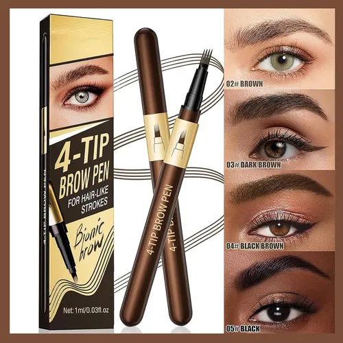 Lápiz De Cejas Microblading 4 Puntas Beralloye Black