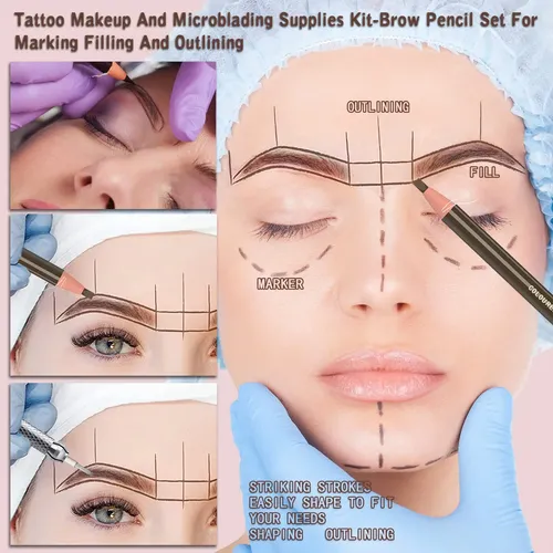 Kit De Maquillaje De Cejas Impermeable 12 Piezas Marrón Oscu