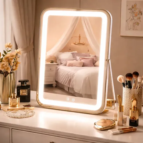 Espejo Tocador Led Rectangular Maquillaje Metalico Vonne