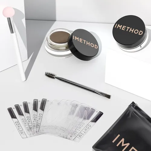 Kit De Cejas Imethod: Tampón, Plantillas Y Pomada (light