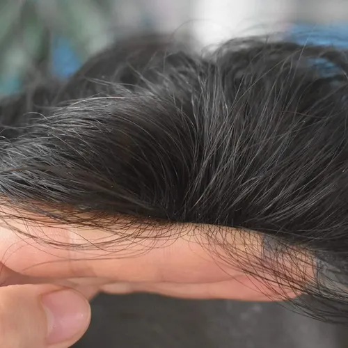 Peluquin De Pelo Humano Fino Para Hombre 8×10 Jet Black