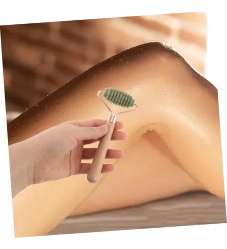 Rodillo Facial De Jade Verde Portátil Para Masaje Y Relax