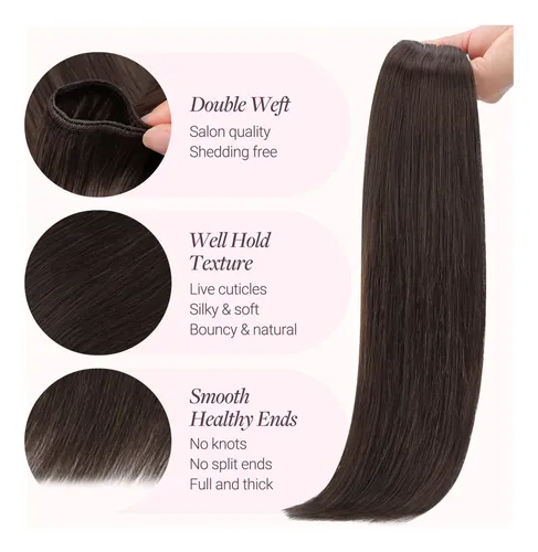 Extension Cortina De Pelo Humano Real 35cm 100g Marron Oscur