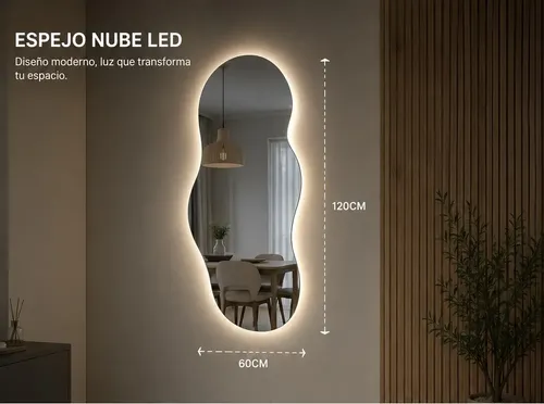 Espejo Nube Led 120×60 Premium Living/habitación Marco Pvc