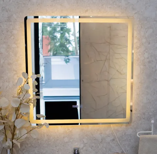 Espejo Cuadrado 70cm Con Luz Led Fría, Cálida Y Natural