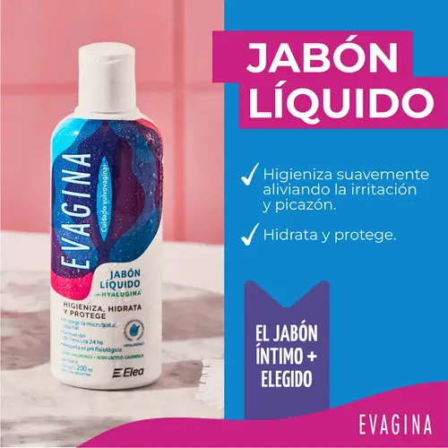 Evagina Jabón Líquido Íntimo Higieniza Hidrata Protege 200ml