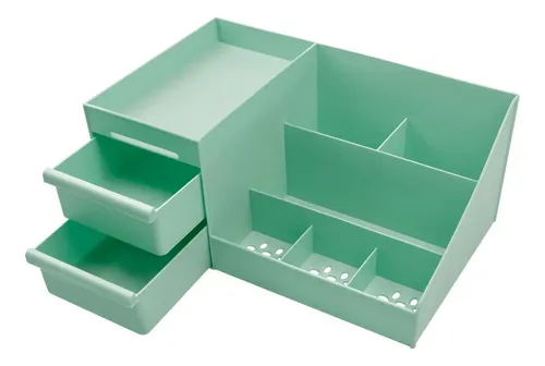 Organizador Maquillaje Cremas Escritorio Cajones . Color Verde