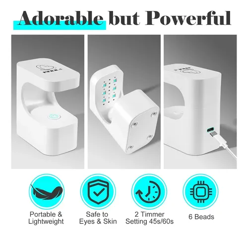 Lámpara Uv Led Portátil Blanca Para Uñas Gel Rápida