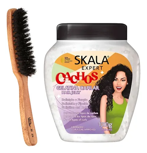 Kit Gel Skala Gelatina Cachos + Cepillo Chato Gondola M29
