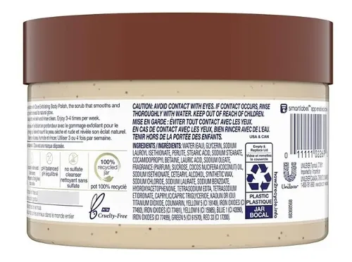Dove Exfoliante Corporal de Azúcar con Aceite de Coco y Azúcar Morena, 298g
