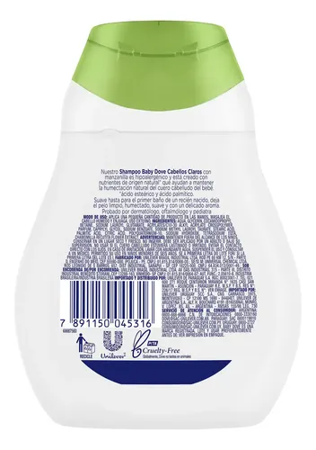 Shampoo cabello claro Baby Dove Humectación Enriquecida ph neutro 200 ml