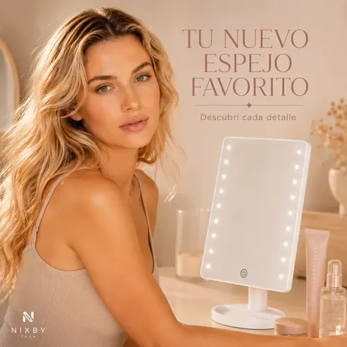 Espejo Maquillaje Con Luz Led Táctil Mesa Tocador 16 Leds
