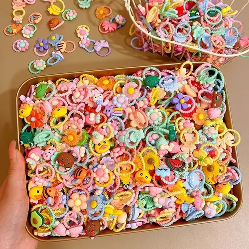100 Unidades Y Gomas For El Cabello Infantiles D