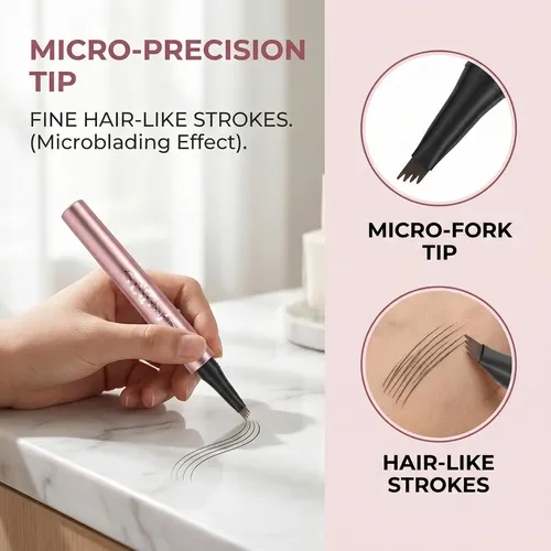Delineador De Cejas 4 Puntas Impermeable Café Oscuro