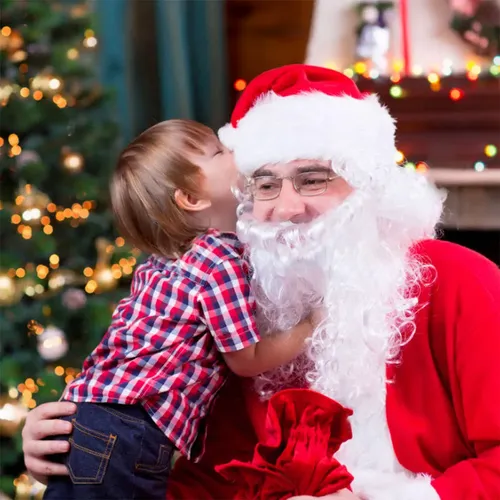 Peluca Larga Y Rizada De Santa Claus Blanca Para Navidad