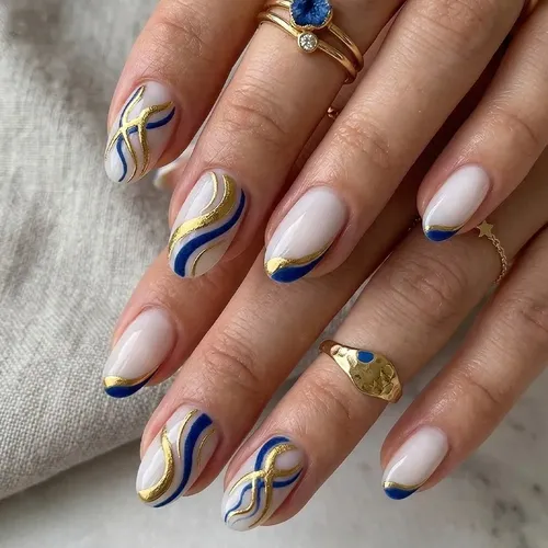 Pegatinas De Uñas Laminadas En Caliente Con Forma Y Línea Ge