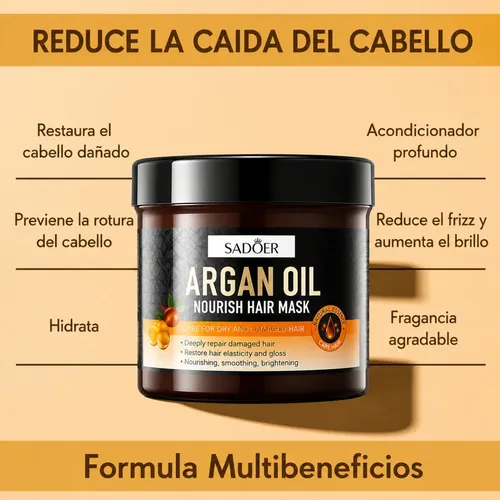 Mascarilla Capilar Aceite De Argán Sadoer 500 Gramos Pro