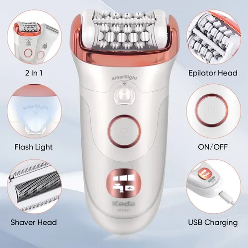 Depiladora Eléctrica Lavable Keda Xd-221 Blanco