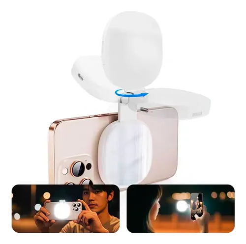 Luz Led Selfie Para Celular Magnética Giratorio Con Espejo