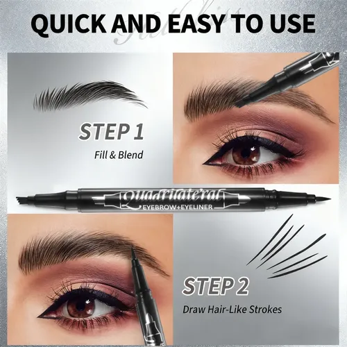 Delineador De Ojos Y Delineador Cejas Con Cepillo Y Brocha