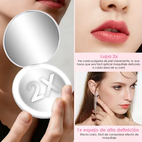 Espejo De Maquillaje Portátil Hifiluz Con Luz Led Y Aumento