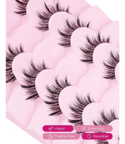 Pestañas Postizas Jiocolor Estilo Wispy Natural 7 Pares
