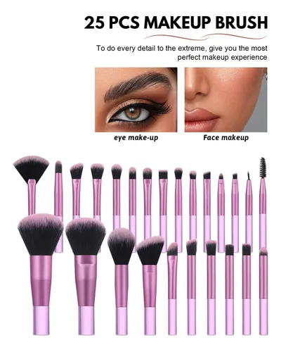 Set De Brochas Y Esponjas De Maquillaje Profesional Violeta