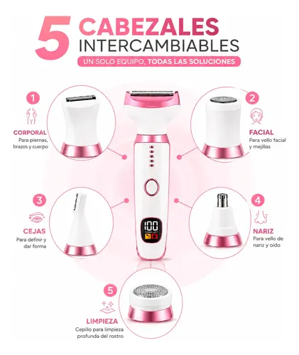 Depiladora Mujer Eléctrica 5 En 1 Facial Cejas Usb Portatil