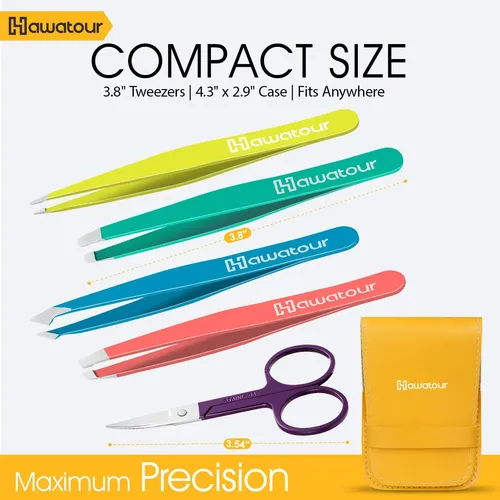 Set De Pinzas Y Tijeras Para Cejas Hawatour Acero Inoxidable
