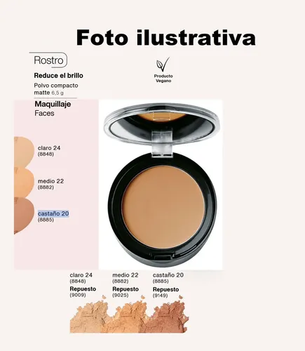 Polvo Compacto Matte 6,5g Faces Natura Vegano
