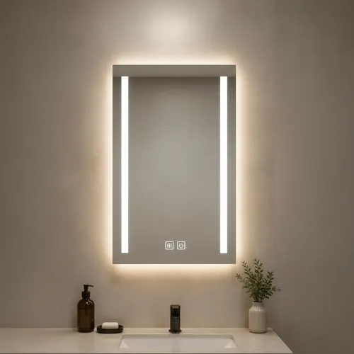 Espejo Vertical Luz Led 50x70cm Desempañador Touch Baño Rect