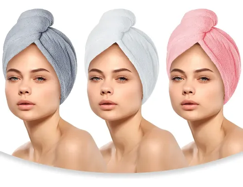 3pcs Toallas De Secado Rápido Y Gorros De Ducha