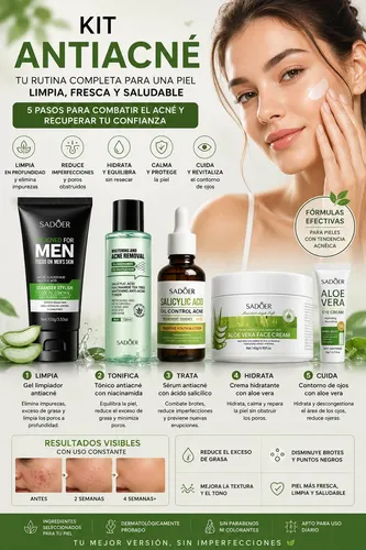 Kit Skincare Rutina Facial Antiacné Sadoer