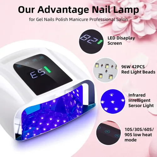 Lámpara Led Uv Recargable 96 W Secadora Profesional Inalámbr