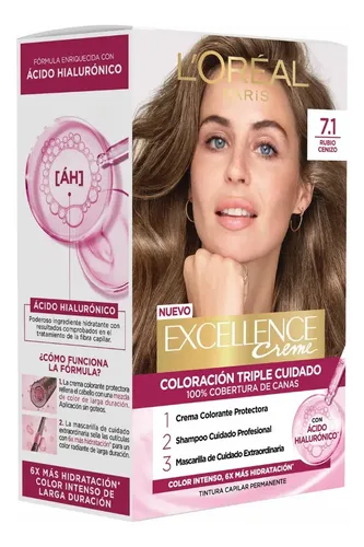 Kit Tintura Excellence Creme Tono 7.1 Rubio Ceniza