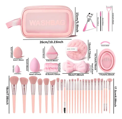 Kit De Maquillaje Rosa Hghdbt De 70 Piezas, Brochas Suaves Y