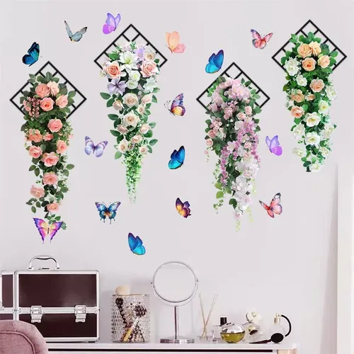 Adhesivos De Pared Con Flores 3d Para Cocinas, Material Pvc