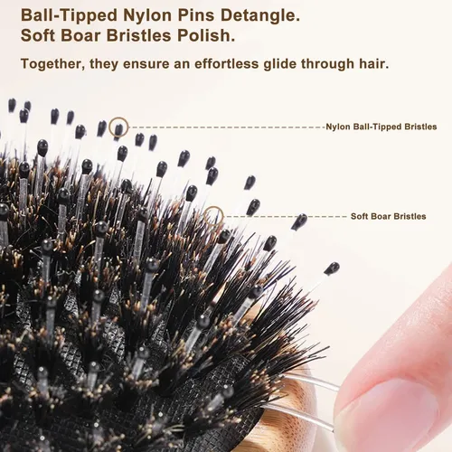 Cepillo De Pelo Denentt Boar Bristle Bamboo Massage