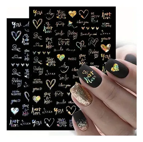Pegatinas De Uñas Con Alfabeto Corazón 3d – Fácil Diy