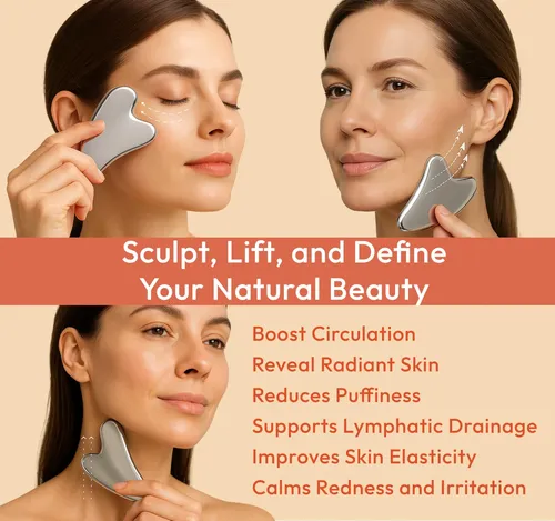 Gua Sha Dosensepro Acero Inoxidable Para Rostro Plata