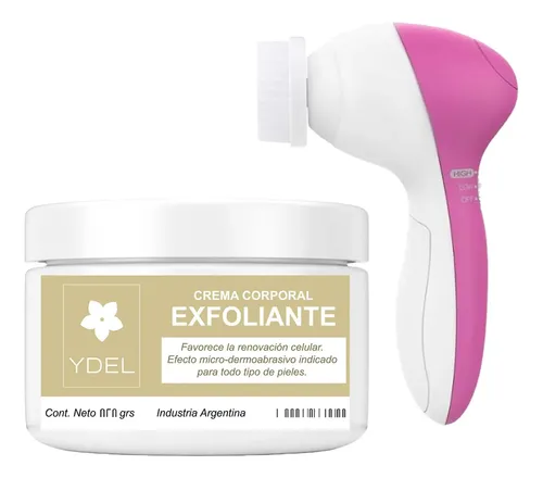 Masajeador Exfoliante 5en1 + Crema Facial Y Corporal Rosa