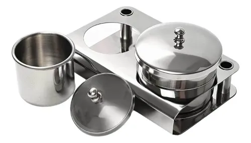 Vaso De Brocha De Acero Inoxidable Con Tapa Para Líquido Par