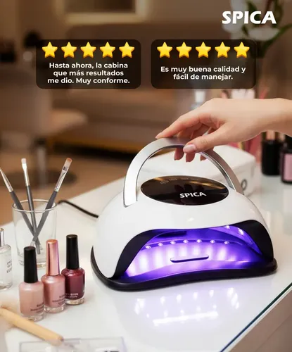 Cabina De Uñas SPICA Luz Led Secado Uv 120w Manos Y Pies Color Blanco/Negro