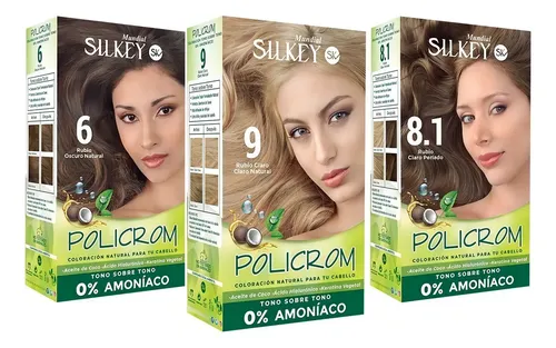 3 Tintura Coloracion Sin Amoniaco Kit Silkey Policrom 3c Tono Eleccion