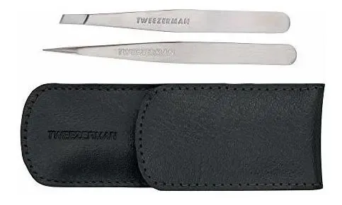 Juego De Pinzas Pequeñas Tweezerman Con Funda Negra, Modelo